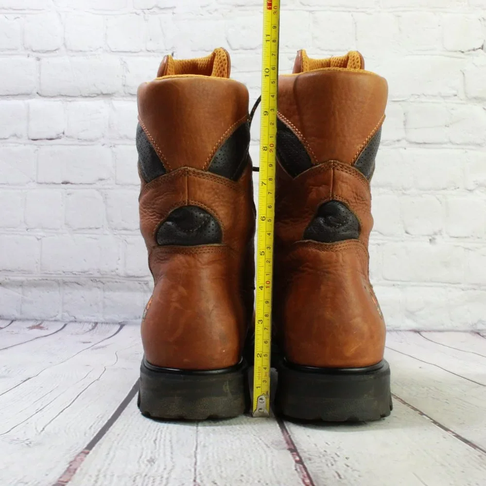 Timberland Pro 95570 Brown Leather Steel Toe Rugged Work Boots Size 10 Wide - Picture 6 of 9